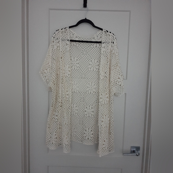 Tops - Floral Macrame Style Cardigan